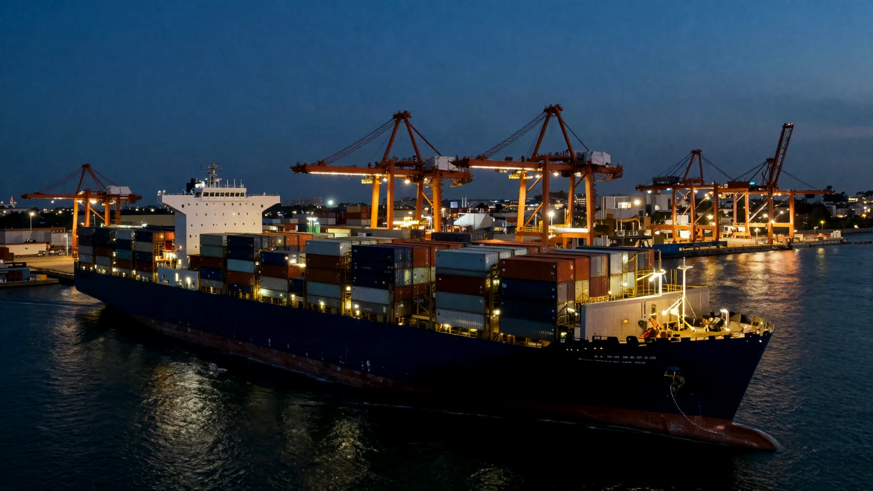 Navio porta-container deixando o porto